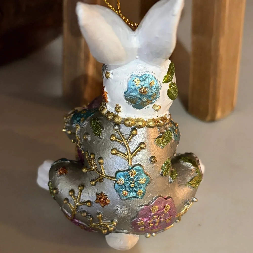 Set of 3 Hand-Painted Bunny Ornaments/NWT